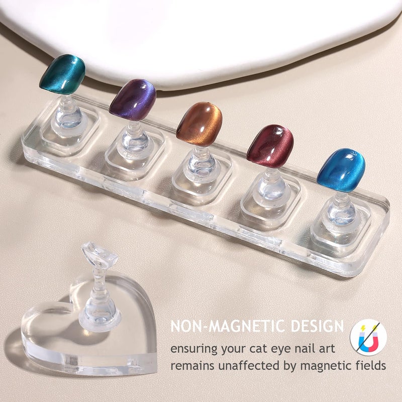 Furtherpretty Non-Magnetic Acrylic Nail Stand for Press-Ons, Cat Eye Nail Art Practice & Display Stand, Fake Nail Holder for Painting with Double-Sided Sticky Tape, Manicure Beginner & Salon Supplies - Image 3